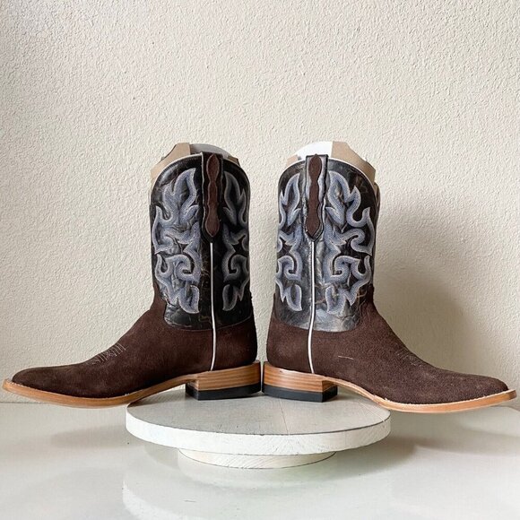 NEW Capitan Mens Cowboy Boots CISCO Size 11D Brown Rough Out Western Square Toe - Picture 7 of 9